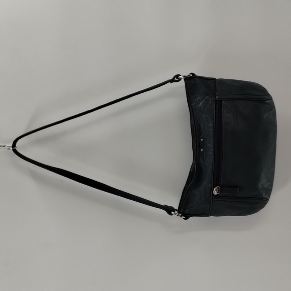 Stone Mountain leather green shoulder bag zip top with multiple pockets - Picture 5 of 8